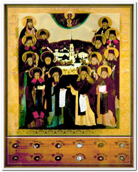 Икона Оптинских старцев находящаяся в Преображенском храме села Бужарово