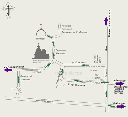 Карта проезда до Преображенского храма в селе Бужарово